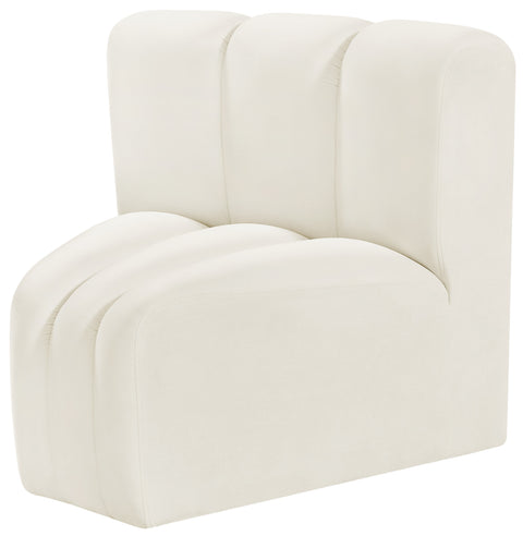 Briar Cream Velvet Upholstered Modular Curved Corner Chair, 1 Piece