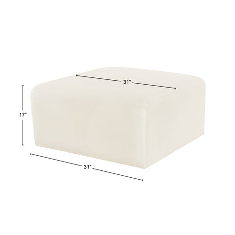 Briar Cream Velvet Upholstered Modular Ottoman, 1 Piece