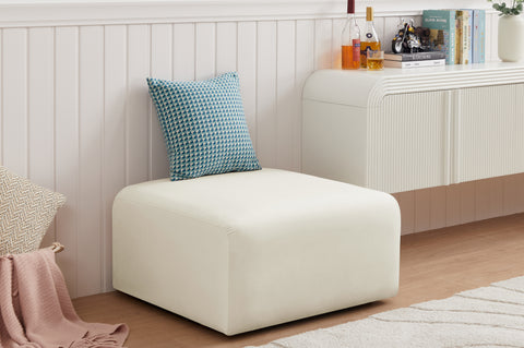 Briar Cream Velvet Upholstered Modular Ottoman, 1 Piece