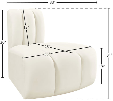 Briar Cream Velvet Upholstered Modular Reverse Corner Chair, 1 Piece