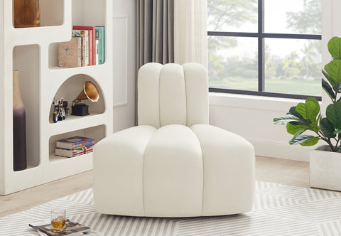 Briar Cream Velvet Upholstered Modular Reverse Corner Chair, 1 Piece