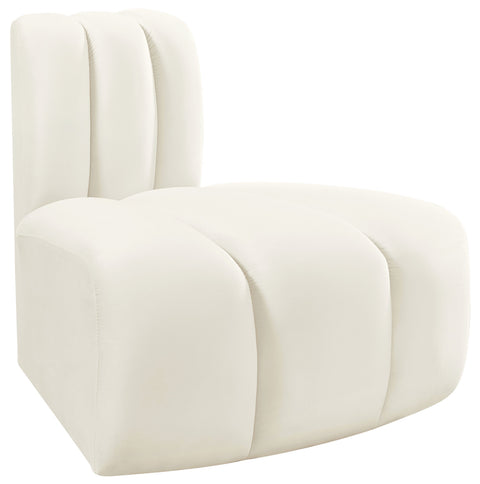 Briar Cream Velvet Upholstered Modular Reverse Corner Chair, 1 Piece