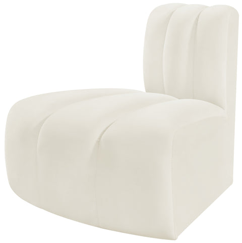 Briar Cream Velvet Upholstered Modular Reverse Corner Chair, 1 Piece