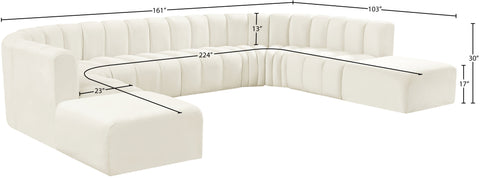 Briar Cream 161 Velvet Upholstered Modular Sectional, 10-Piece