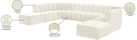 Briar Cream 161 Velvet Upholstered Modular Sectional, 10-Piece