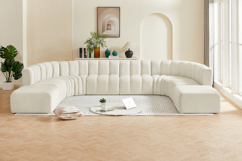 Briar Cream 161 Velvet Upholstered Modular Sectional, 10-Piece