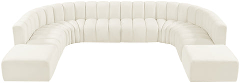 Briar Cream 161 Velvet Upholstered Modular Sectional, 10-Piece