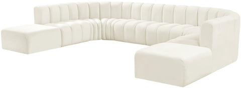 Briar Cream 161 Velvet Upholstered Modular Sectional, 10-Piece