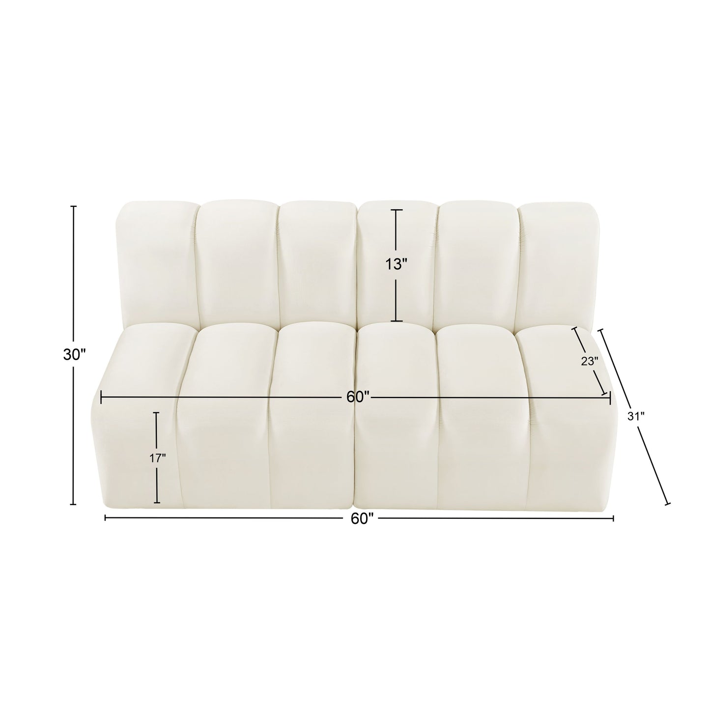 zara cream velvet modular sofa s2a