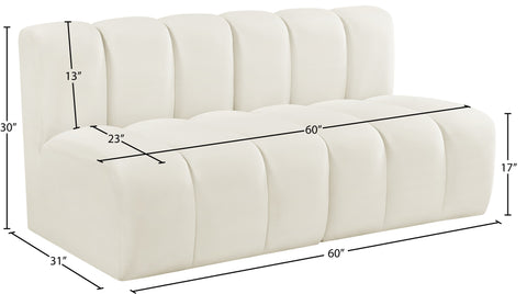 Briar Cream 60 Velvet Upholstered Modular Sectional , 2-Piece (Style 1)