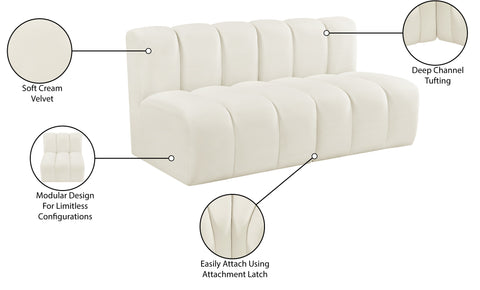 Briar Cream 60 Velvet Upholstered Modular Sectional , 2-Piece (Style 1)