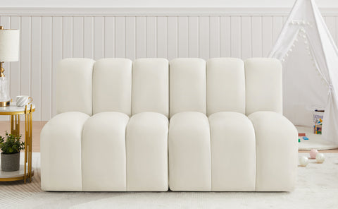 Briar Cream 60 Velvet Upholstered Modular Sectional , 2-Piece (Style 1)