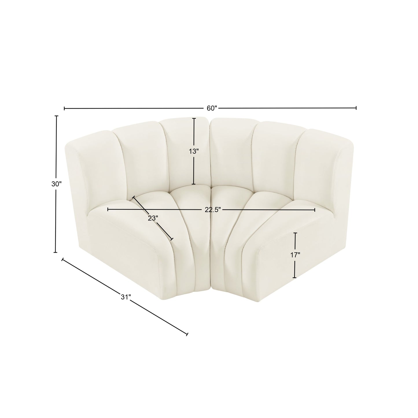 zara cream velvet modular sofa s2b