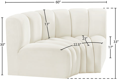 Briar Cream 60 Velvet Upholstered Modular Sectional , 2-Piece (Style 2)