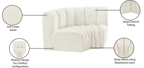 Briar Cream 60 Velvet Upholstered Modular Sectional , 2-Piece (Style 2)
