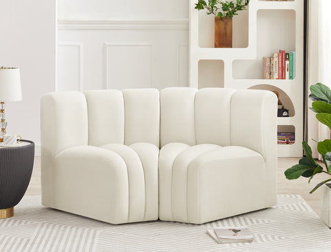 Briar Cream 60 Velvet Upholstered Modular Sectional , 2-Piece (Style 2)