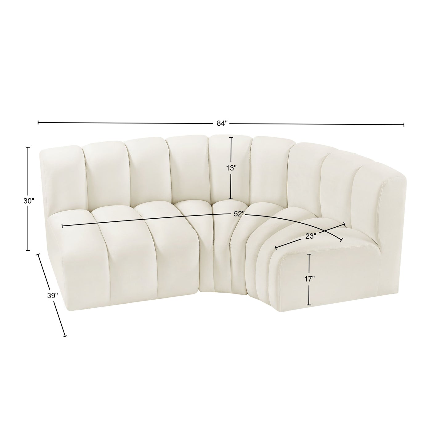 zara cream velvet modular sofa s3a