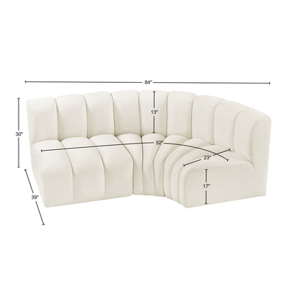 Zara Cream Velvet Modular Sofa S3A