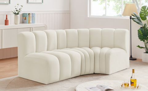 Briar Cream 84 Velvet Upholstered Modular Sectional, 3-Piece