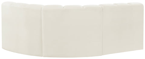 Briar Cream 84 Velvet Upholstered Modular Sectional, 3-Piece