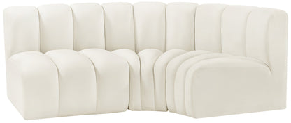 Zara Cream Velvet Modular Sofa S3A