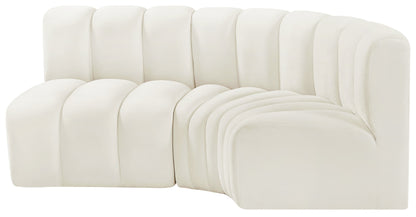 Zara Cream Velvet Modular Sofa S3A