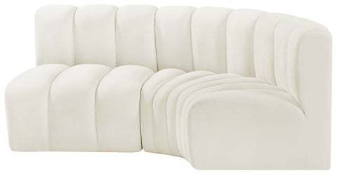 Briar Cream 84 Velvet Upholstered Modular Sectional, 3-Piece