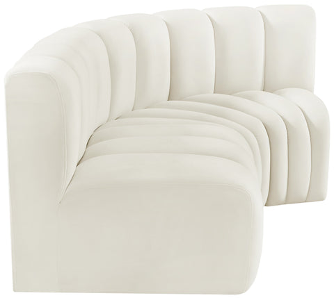 Briar Cream 84 Velvet Upholstered Modular Sectional, 3-Piece