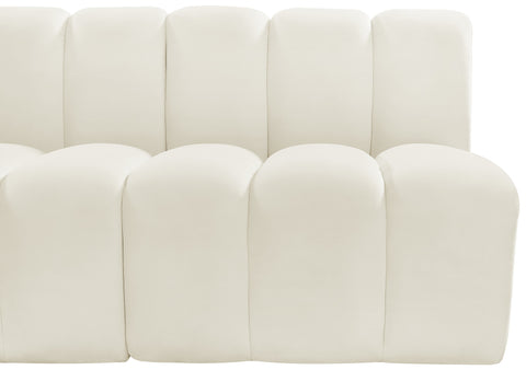 Briar Cream 84 Velvet Upholstered Modular Sectional, 3-Piece