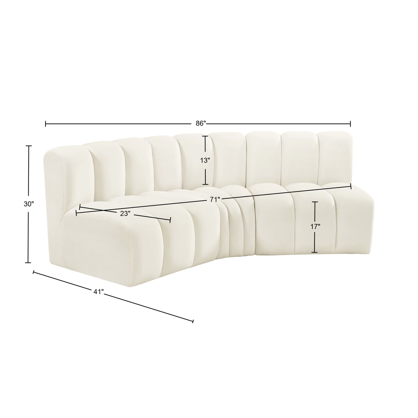 zara cream velvet modular sofa s3b