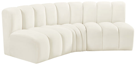 Briar Cream 86 Velvet Upholstered Modular Sectional, 3-Piece