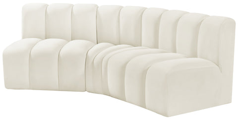 Briar Cream 86 Velvet Upholstered Modular Sectional, 3-Piece