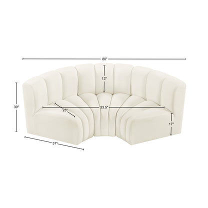 Zara Cream Velvet Modular Sofa S3C