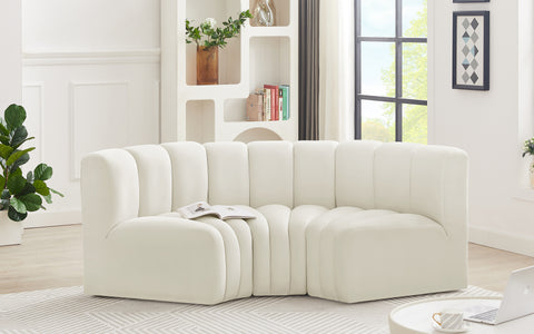 Briar Cream 80 Velvet Upholstered Modular Sectional, 3-Piece