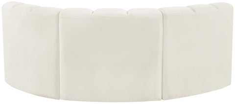 Briar Cream 80 Velvet Upholstered Modular Sectional, 3-Piece