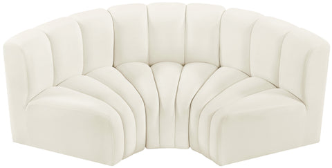 Briar Cream 80 Velvet Upholstered Modular Sectional, 3-Piece