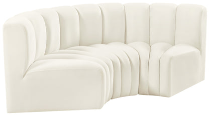 Zara Cream Velvet Modular Sofa S3C