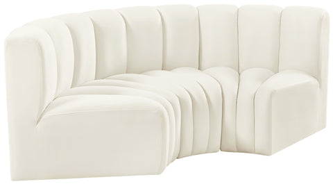 Briar Cream 80 Velvet Upholstered Modular Sectional, 3-Piece