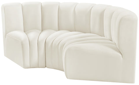 Briar Cream 80 Velvet Upholstered Modular Sectional, 3-Piece