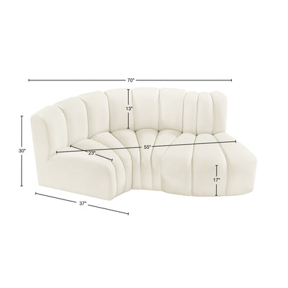 Zara Cream Velvet Modular Sofa S3D