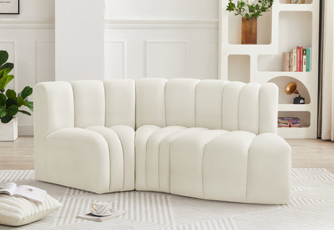 Briar Cream 70 Velvet Upholstered Modular Sectional, 3-Piece