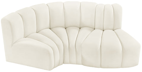 Briar Cream 70 Velvet Upholstered Modular Sectional, 3-Piece
