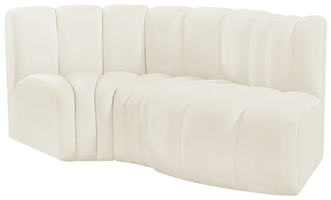 Briar Cream 70 Velvet Upholstered Modular Sectional, 3-Piece