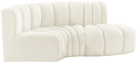 Briar Cream 70 Velvet Upholstered Modular Sectional, 3-Piece
