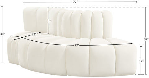 Briar Cream 77 Velvet Upholstered Modular Sectional, 3-Piece