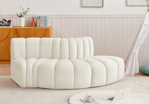 Briar Cream 77 Velvet Upholstered Modular Sectional, 3-Piece