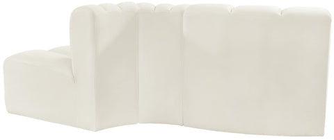 Briar Cream 77 Velvet Upholstered Modular Sectional, 3-Piece