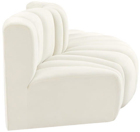 Briar Cream 77 Velvet Upholstered Modular Sectional, 3-Piece