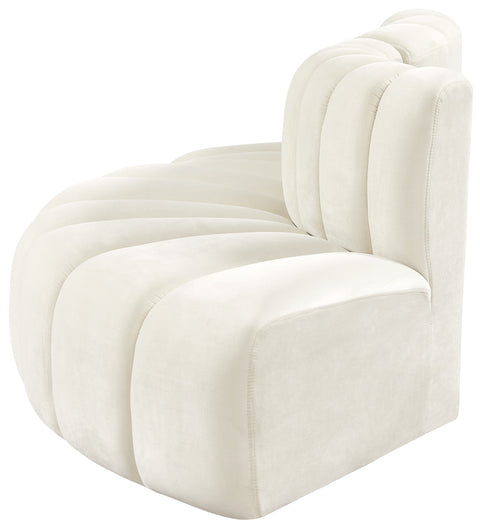 Briar Cream 77 Velvet Upholstered Modular Sectional, 3-Piece