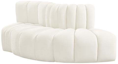 Briar Cream 77 Velvet Upholstered Modular Sectional, 3-Piece